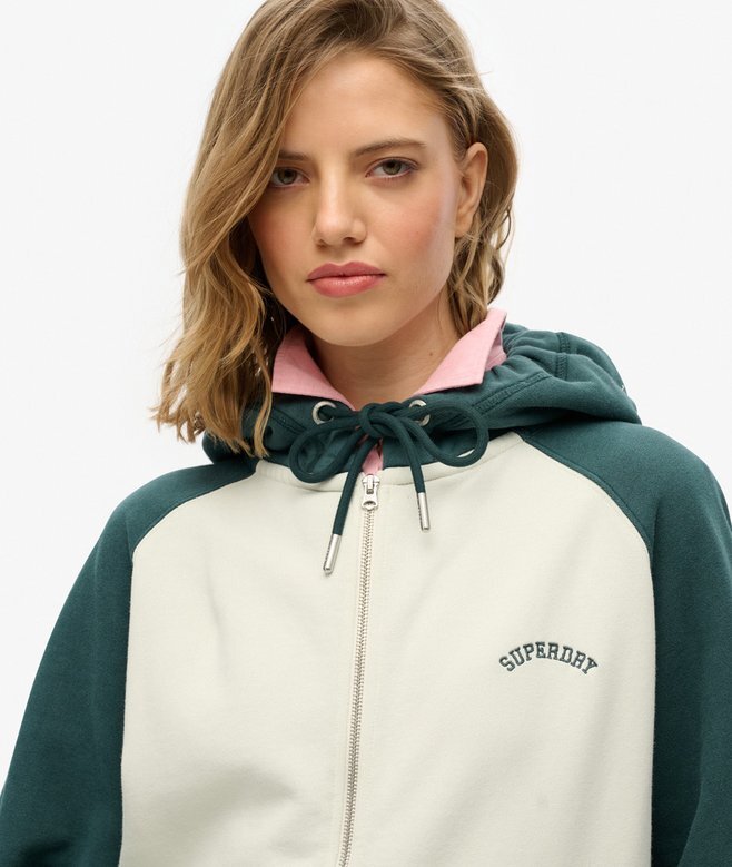 Podstawowa bluza z kapturem, oversize, raglan, z zamkiem i logo Podstawowa bluza z kapturem, oversize, raglan, z zamkiem i logo
