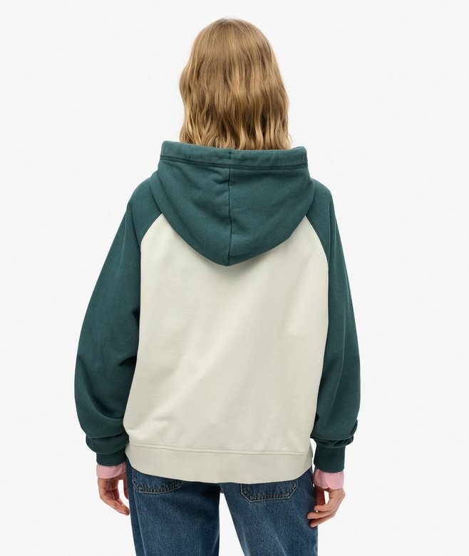 Podstawowa bluza z kapturem, oversize, raglan, z zamkiem i logo Podstawowa bluza z kapturem, oversize, raglan, z zamkiem i logo