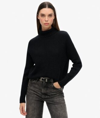 Podstawowy sweter z golfem z dzianiny prążkowanej Podstawowy sweter z golfem z dzianiny prążkowanej