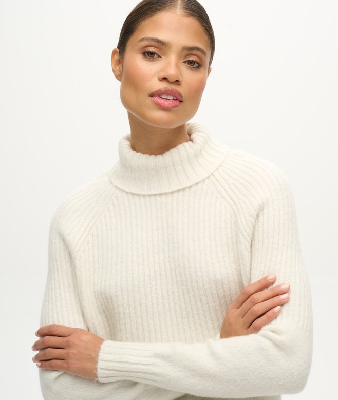 Podstawowy sweter z golfem z dzianiny prążkowanej Podstawowy sweter z golfem z dzianiny prążkowanej