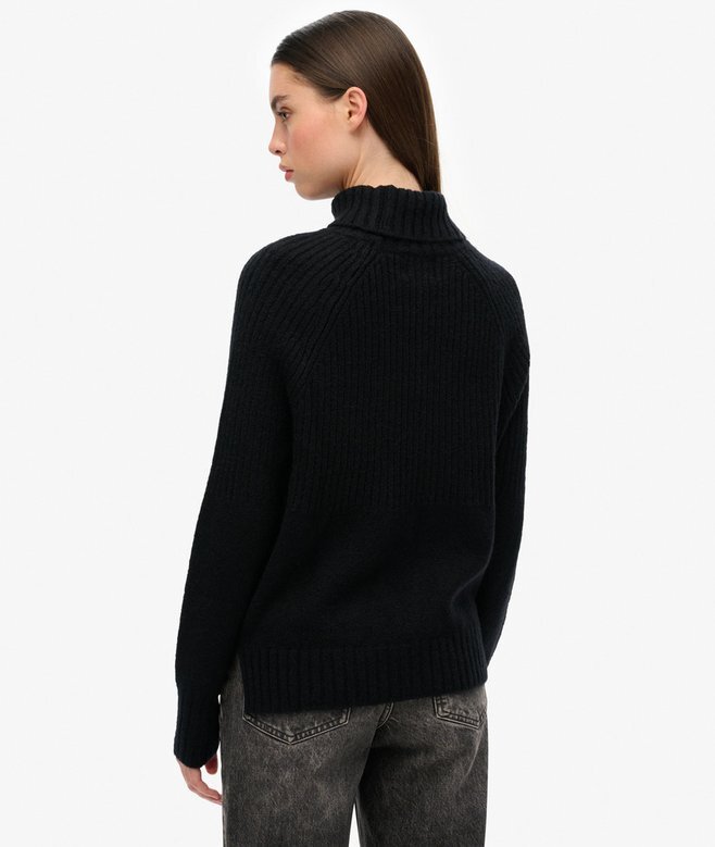 Podstawowy sweter z golfem z dzianiny prążkowanej Podstawowy sweter z golfem z dzianiny prążkowanej