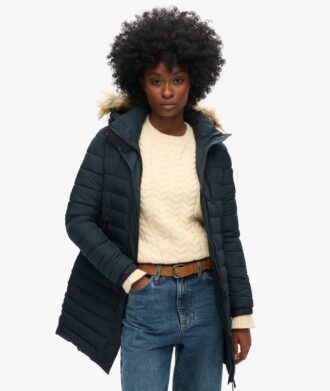 Puffer kurtka Hooded Fuji o średniej długości
