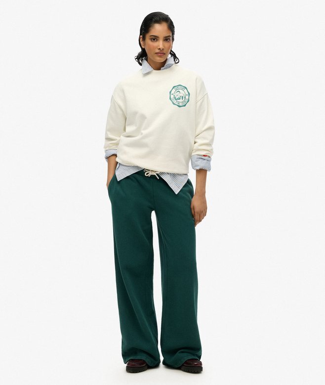 Spodnie dresowe z szerokimi nogawkami i logo Essential Spodnie dresowe z szerokimi nogawkami i logo Essential