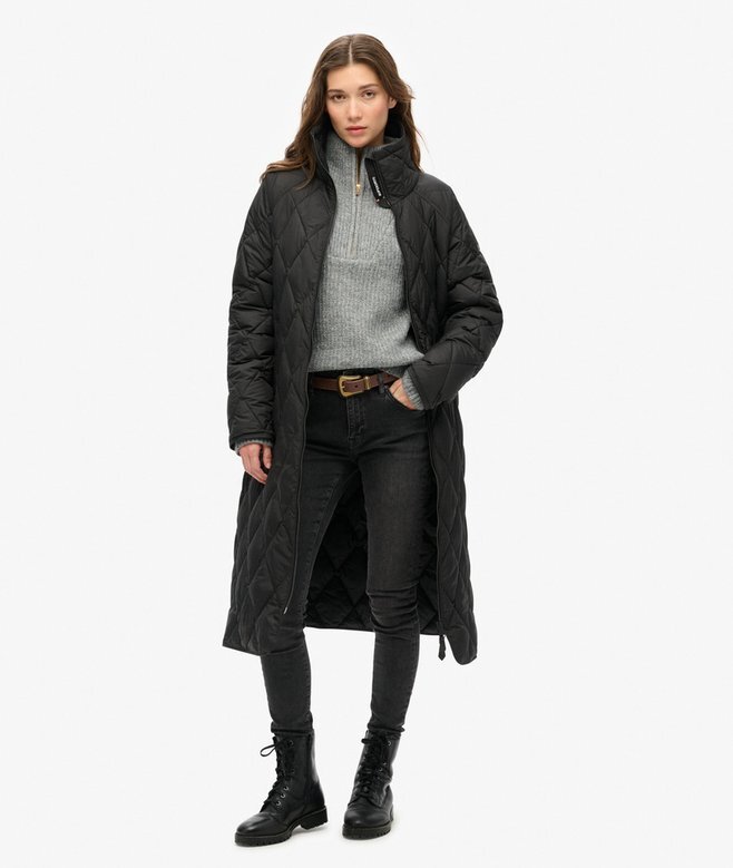Superdługi Quilted płaszcz z podszewką Superdługi Quilted płaszcz z podszewką