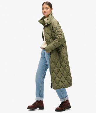 Superdługi Quilted płaszcz z podszewką