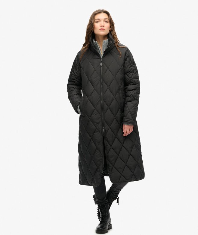 Superdługi Quilted płaszcz z podszewką Superdługi Quilted płaszcz z podszewką
