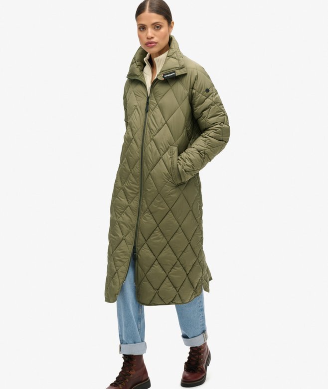 Superdługi Quilted płaszcz z podszewką Superdługi Quilted płaszcz z podszewką