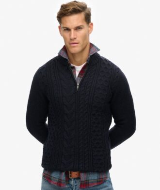 Sweter Jacob z dzianiny typu cable knit z półsuwakiem