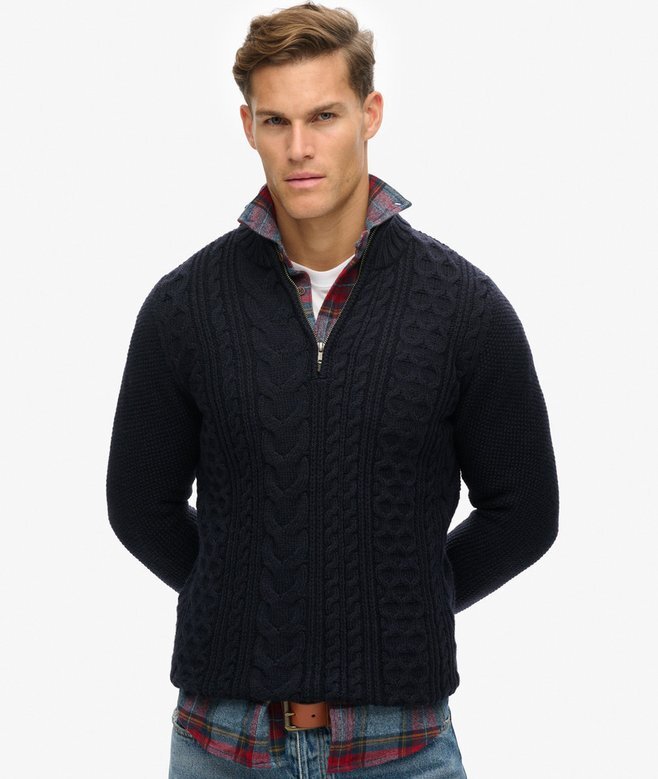 Sweter Jacob z dzianiny typu cable knit z półsuwakiem Sweter Jacob z dzianiny typu cable knit z półsuwakiem