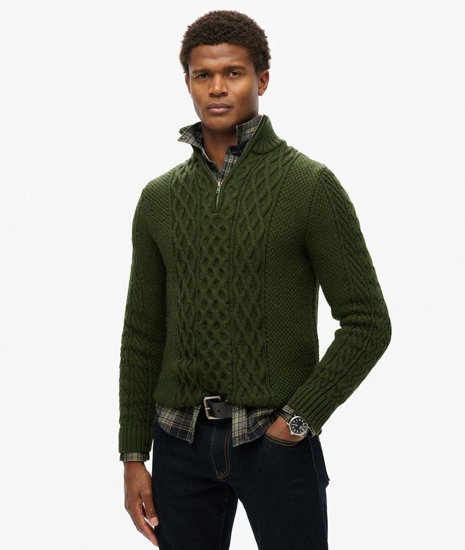 Sweter Jacob z dzianiny typu cable knit z półsuwakiem Sweter Jacob z dzianiny typu cable knit z półsuwakiem