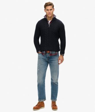 Sweter Jacob z dzianiny typu cable knit z półsuwakiem