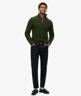 Sweter Jacob z dzianiny typu cable knit z półsuwakiem