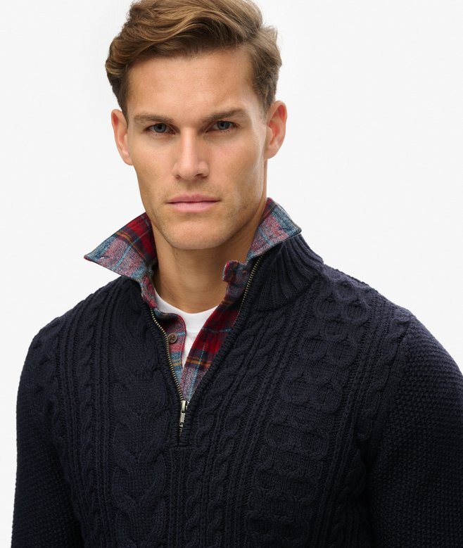 Sweter Jacob z dzianiny typu cable knit z półsuwakiem Sweter Jacob z dzianiny typu cable knit z półsuwakiem