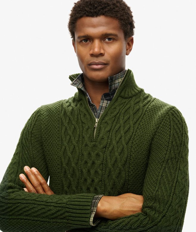 Sweter Jacob z dzianiny typu cable knit z półsuwakiem Sweter Jacob z dzianiny typu cable knit z półsuwakiem