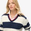 Sweter oversize w paski z dekoltem w serek Sweter oversize w paski z dekoltem w serek