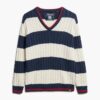 Sweter oversize w paski z dekoltem w serek Sweter oversize w paski z dekoltem w serek