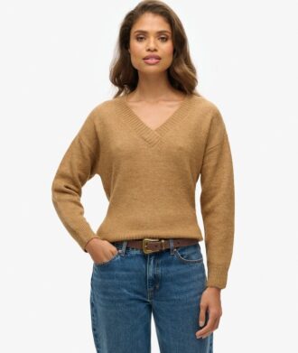 Sweter oversize z dekoltem w serek
