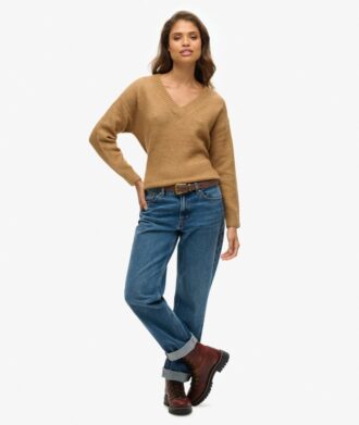 Sweter oversize z dekoltem w serek