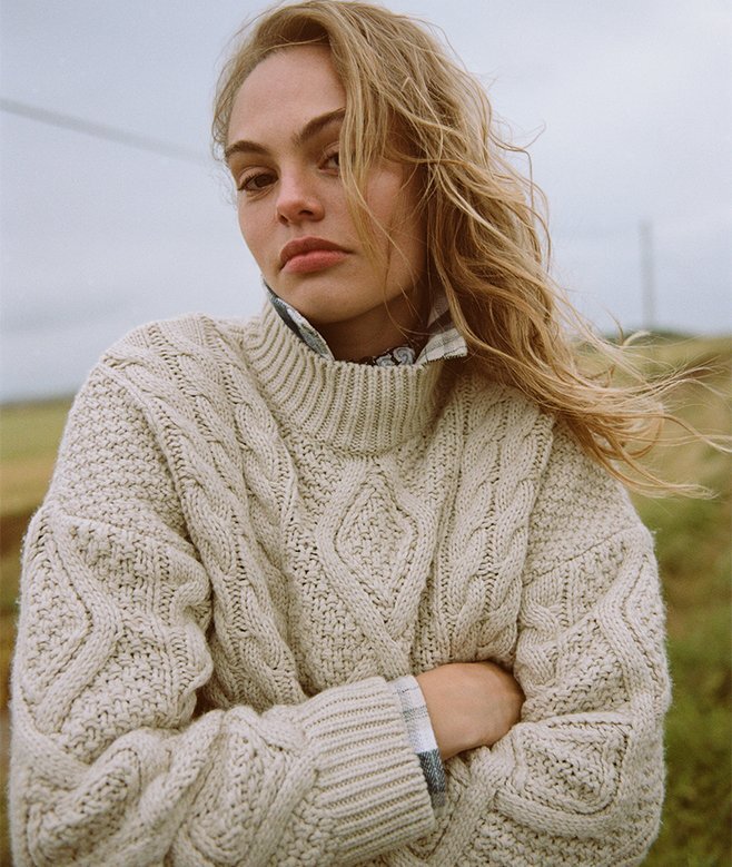 Sweter polo z dzianiny typu Aran Sweter polo z dzianiny typu Aran