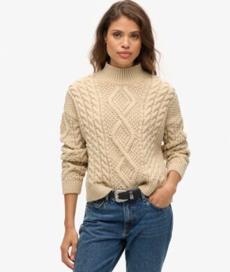 Sweter polo z dzianiny typu Aran