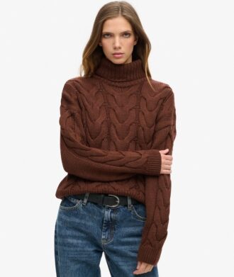 Sweter polo z dzianiny typu chain cable Sweter polo z dzianiny typu chain cable