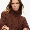 Sweter polo z dzianiny typu chain cable Sweter polo z dzianiny typu chain cable