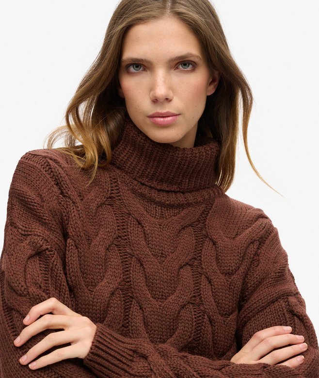 Sweter polo z dzianiny typu chain cable Sweter polo z dzianiny typu chain cable