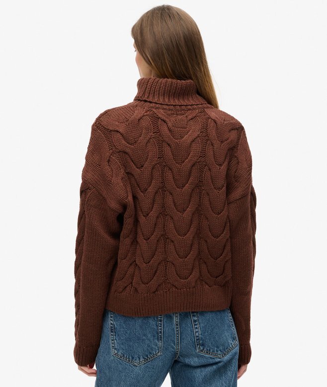 Sweter polo z dzianiny typu chain cable Sweter polo z dzianiny typu chain cable