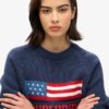 Sweter z dzianiny typu crewneck w stylu amerykańskim Sweter z dzianiny typu crewneck w stylu amerykańskim
