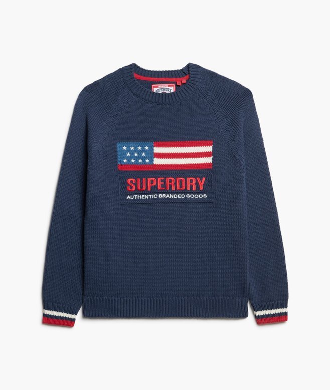 Sweter z dzianiny typu crewneck w stylu amerykańskim Sweter z dzianiny typu crewneck w stylu amerykańskim