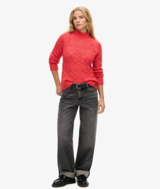 Sweter z dzianiny typu pointelle