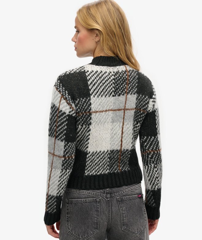 Sweter z dzianiny w kwadratowy wzór Sweter z dzianiny w kwadratowy wzór