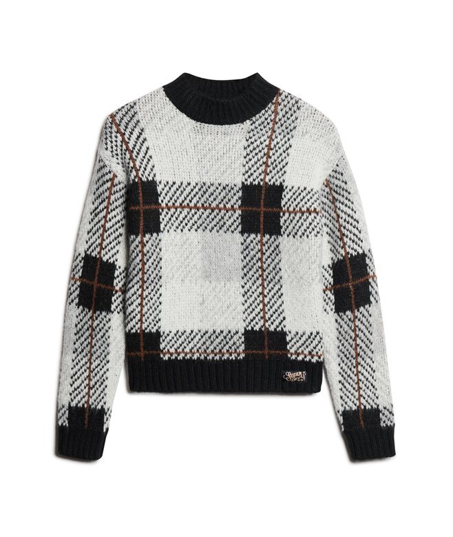 Sweter z dzianiny w kwadratowy wzór Sweter z dzianiny w kwadratowy wzór