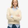 Sweter z dzianiny warkoczowej z dekoltem w serek w stylu oversize Sweter z dzianiny warkoczowej z dekoltem w serek w stylu oversize