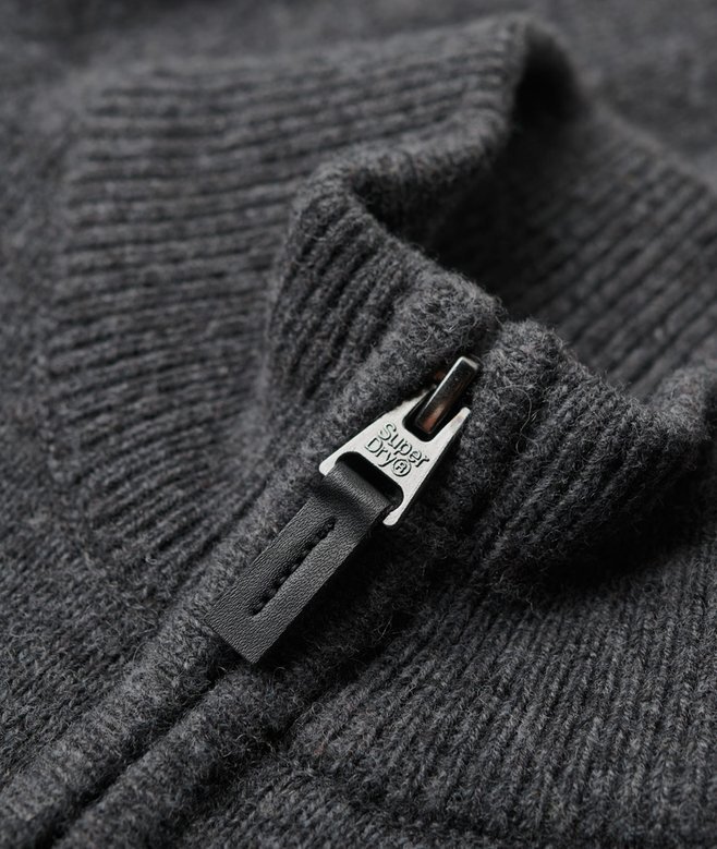 Sweter z dzianiny z haftem i półsuwakiem Sweter z dzianiny z haftem i półsuwakiem