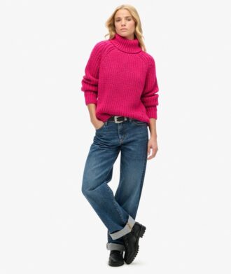 Sweter z golfem o luźnym splocie
