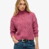 Sweter z golfem o splocie skręconym Sweter z golfem o splocie skręconym