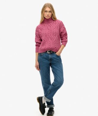 Sweter z golfem o splocie skręconym