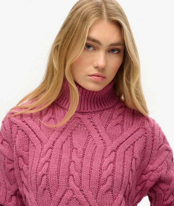 Sweter z golfem o splocie skręconym Sweter z golfem o splocie skręconym