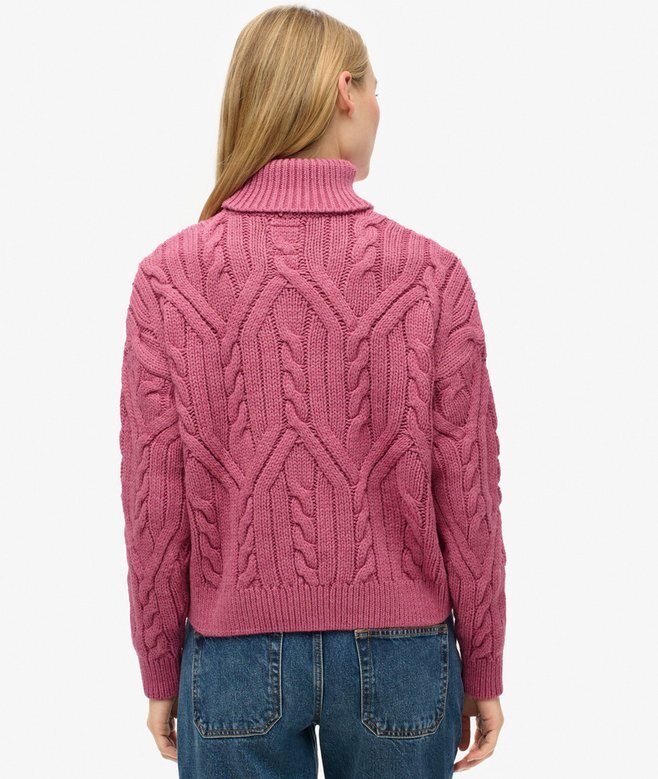 Sweter z golfem o splocie skręconym Sweter z golfem o splocie skręconym