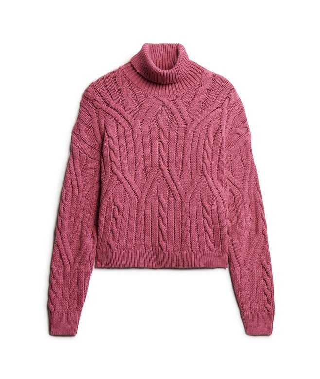 Sweter z golfem o splocie skręconym Sweter z golfem o splocie skręconym