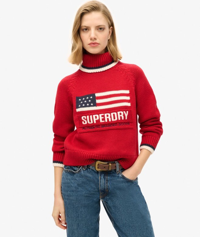 Sweter z golfem w stylu amerykańskim z dzianiny Sweter z golfem w stylu amerykańskim z dzianiny