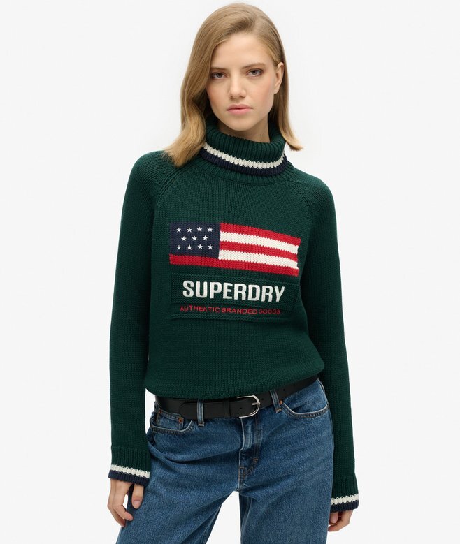 Sweter z golfem w stylu amerykańskim z dzianiny Sweter z golfem w stylu amerykańskim z dzianiny