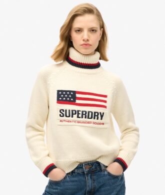 Sweter z golfem w stylu amerykańskim z dzianiny