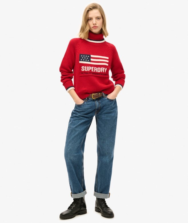 Sweter z golfem w stylu amerykańskim z dzianiny Sweter z golfem w stylu amerykańskim z dzianiny