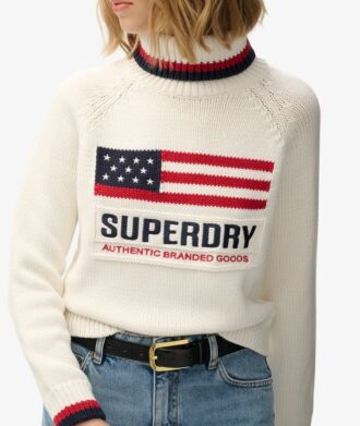 Sweter z golfem w stylu amerykańskim z dzianiny