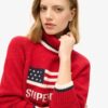 Sweter z golfem w stylu amerykańskim z dzianiny Sweter z golfem w stylu amerykańskim z dzianiny