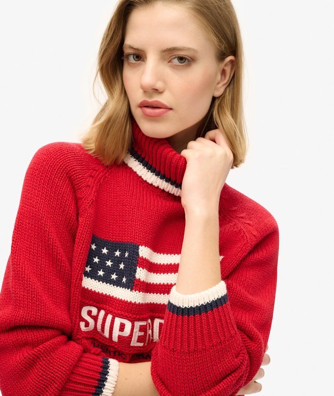 Sweter z golfem w stylu amerykańskim z dzianiny Sweter z golfem w stylu amerykańskim z dzianiny
