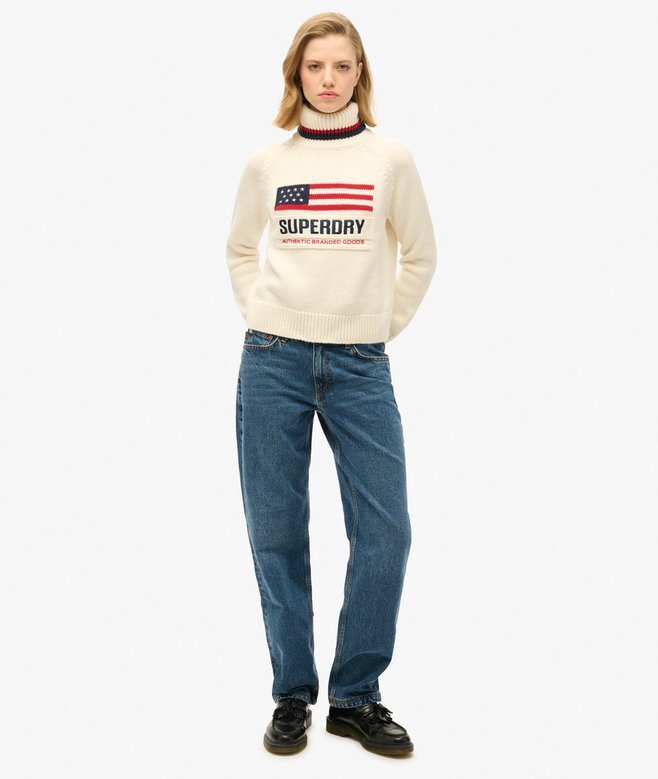 Sweter z golfem w stylu amerykańskim z dzianiny Sweter z golfem w stylu amerykańskim z dzianiny