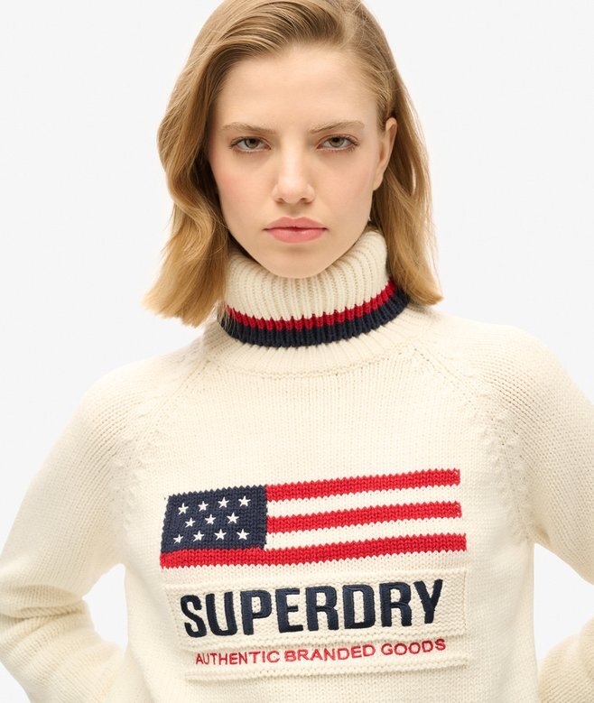 Sweter z golfem w stylu amerykańskim z dzianiny Sweter z golfem w stylu amerykańskim z dzianiny